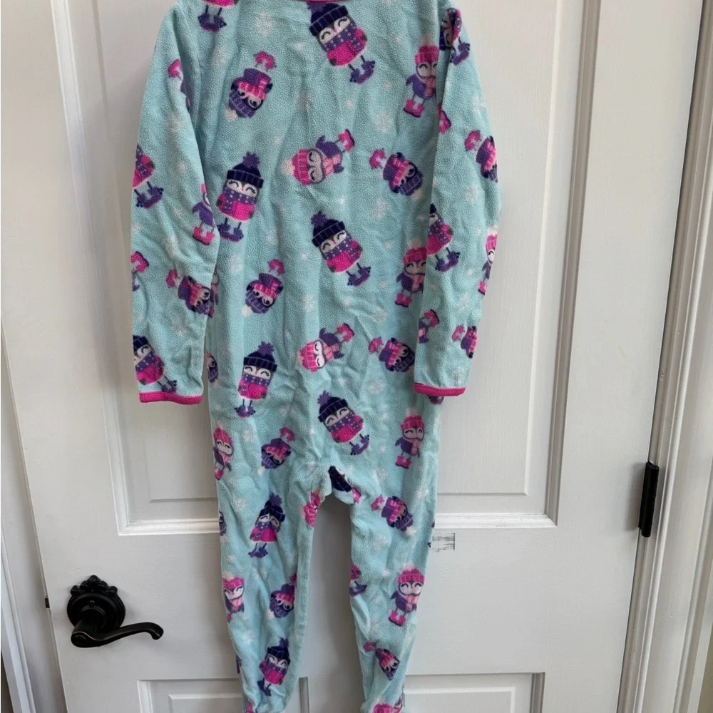 Carter's 5T Blue Snowflake Winter Penguin Footie Fleece Pajamas